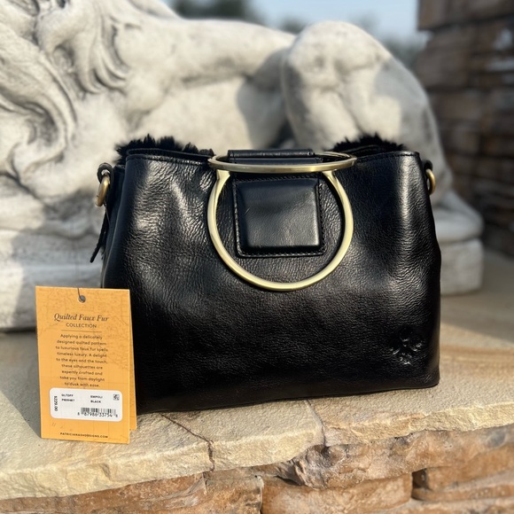 Patricia Nash Quilted Faux Fur Black Empoli Handbag Satchel - Picture 4 of 7